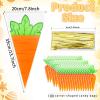 100PCS Carrot Snack bags with Ties Easter Cone Shaped Cellophane Bags for Treats Candy Popcorn Cookie Goodie Goody Gift Wrap Spring Easter Party Favors Supplies Decorations Holiday Baggies Pouch view 4