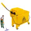 2026 Commercial Mop Bucket on Wheels, 20 Quart Side Yellow Press Wringer Combo Mop and Bucket with Wringer Set for Home All-in-One Tandem Mopping Bucket (Yellow) view 1