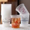 200pcs Custom Disposable Frosted Plastic Cups Napkins Set, Personalized Wedding Cups for Party, Custom Cocktail Napkins With Logo Names, Perfect for Birthday,Bridal Shower view 3