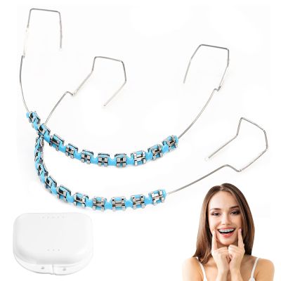 Fake Braces, Temporary Tooth Decoration with Brackets & Wire, Removable Fake Braces Kit for Orthodontists to Explain, Dental Students to Practice, Brackets Falsos Para Dientes (Light Blue)