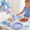 COSINIA 144 Pcs Frozen Tableware Set for 24 Guests, Heavy-Duty 7" & 9" Paper Plates, Cups, 2-Ply 13" Napkins & Plastic Forks, Disposable Winter Snowflake Party Supplies for Christmas Holiday Party view 2