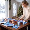 COSINIA 144 Pcs Frozen Tableware Set for 24 Guests, Heavy-Duty 7" & 9" Paper Plates, Cups, 2-Ply 13" Napkins & Plastic Forks, Disposable Winter Snowflake Party Supplies for Christmas Holiday Party view 3