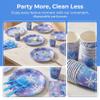 COSINIA 144 Pcs Frozen Tableware Set for 24 Guests, Heavy-Duty 7" & 9" Paper Plates, Cups, 2-Ply 13" Napkins & Plastic Forks, Disposable Winter Snowflake Party Supplies for Christmas Holiday Party view 4
