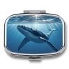 Swimming Fish Png Pill Organizer 2 Compartments Small Pill Box for Pocket Purse Portable Travel Pill Case Metal Medicine Organizer Daily Pill Container for Vitamin Fish Oil Supplement view 1