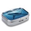 Swimming Fish Png Pill Organizer 2 Compartments Small Pill Box for Pocket Purse Portable Travel Pill Case Metal Medicine Organizer Daily Pill Container for Vitamin Fish Oil Supplement view 3