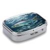 Swimming Fish Pill Organizer 2 Compartments Small Pill Box for Pocket Purse Portable Travel Pill Case Metal Medicine Organizer Daily Pill Container for Vitamin Fish Oil Supplement view 3