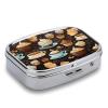 Coffee and Sweets Sugar Chocolate Pill Organizer 2 Compartments Small Pill Box for Pocket Purse Portable Travel Pill Case Metal Medicine Organizer Daily Pill Container for Vitamin Fish Oil Supplement view 3