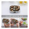 Coffee and Sweets Sugar Chocolate Pill Organizer 2 Compartments Small Pill Box for Pocket Purse Portable Travel Pill Case Metal Medicine Organizer Daily Pill Container for Vitamin Fish Oil Supplement view 4
