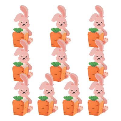 10-Piece Easter Cookie Boxes With Rabbit Hug Carrot Design, 5.9x3.5x1.4 Inch Paper Food Containers, Cardboard Candy Boxes For Chocolates Treats, DIY Craft Packaging, Party Favors