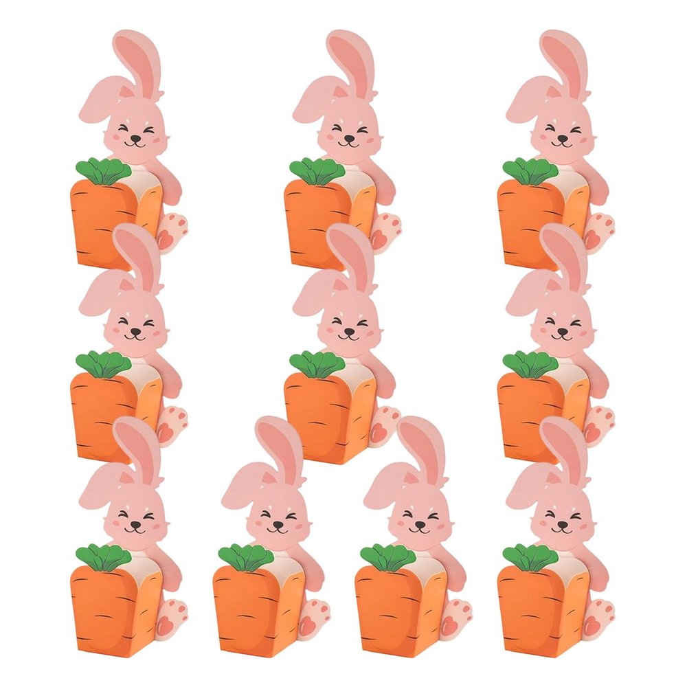 10-Piece Easter Cookie Boxes With Rabbit Hug Carrot Design, 5.9x3.5x1.4 Inch Paper Food Containers, Cardboard Candy Boxes For Chocolates Treats, DIY Craft Packaging, Party Favors