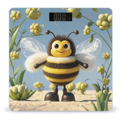 Cute Cartoon Bee Scale for Body Weight Accurate Digital Bathroom Scale Toughened Glass High Precision Scales Smart Weight Scales with Large LCD Backlight Display Weighing Machine