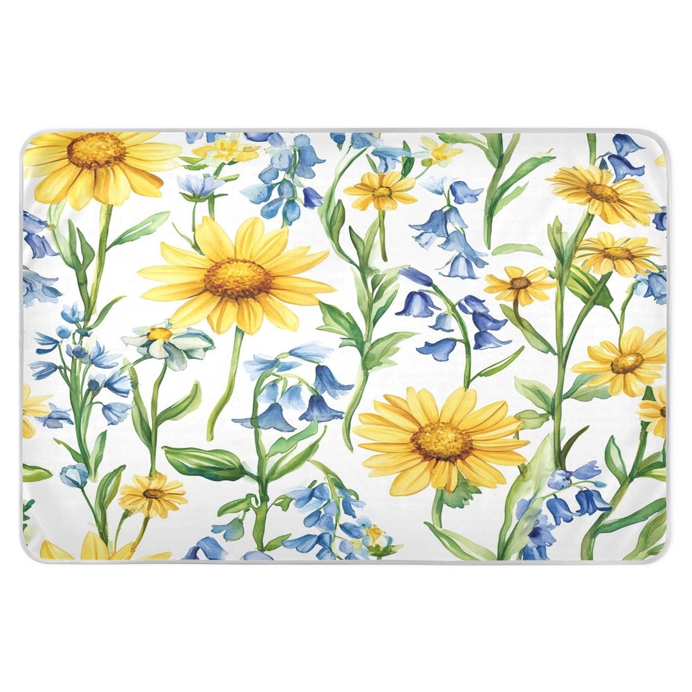 CEBUGI 34 x 52Washable Underpads Heavy Absorbency Waterproof Incontinence Bed Pads Watercolor Wildflowers Pee Pads for Adults Kids and Baby