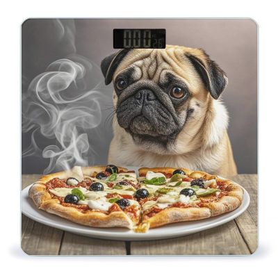 Pug Pizza Scale for Body Weight Accurate Digital Bathroom Scale Toughened Glass High Precision Scales Smart Weight Scales with Large LCD Backlight Display Weighing Machine
