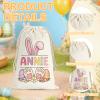Raindull Personalized Easter Bunny Bags, Custom Easter Gift Bags for Kids Boys Girls, Customized Easters Bunny Sack with Name, Reusable Drawstring Bag for Egg Hunts, Cute Goodie Treat Bag for Family view 4