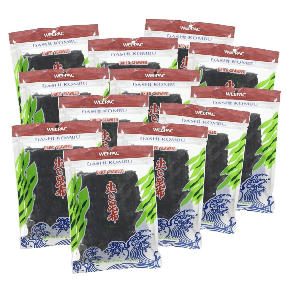 Seaweed Dashi Kombu 4 oz (Pack of 12) Dried Seaweed for Miso Soup & Broth Kombu Kelp Flavor Traditional Japanese Style Sealed Package