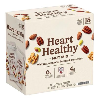Heart Healthy Nut Mix Multipack, 1.4 oz., 18 pk | Delightful Combination of Walnuts, Almonds, Pecans, and Pistachio Kernels. (1 Pack)