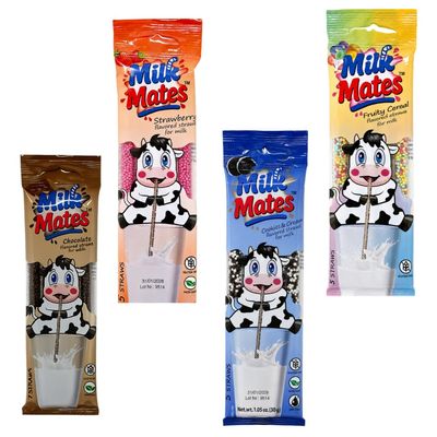 20 Milky Sip Flavored Straws, 4 Packs