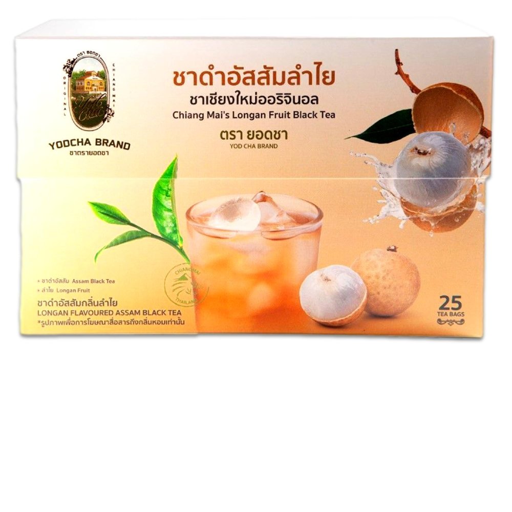 YODCHA Black Tea Bags Individually Wrapped Assam Black Tea Bags Premium Assam Blend Longan Thailand Fruit 25 tea Bags Enjoy Hot or Iced (Longan Black Tea)