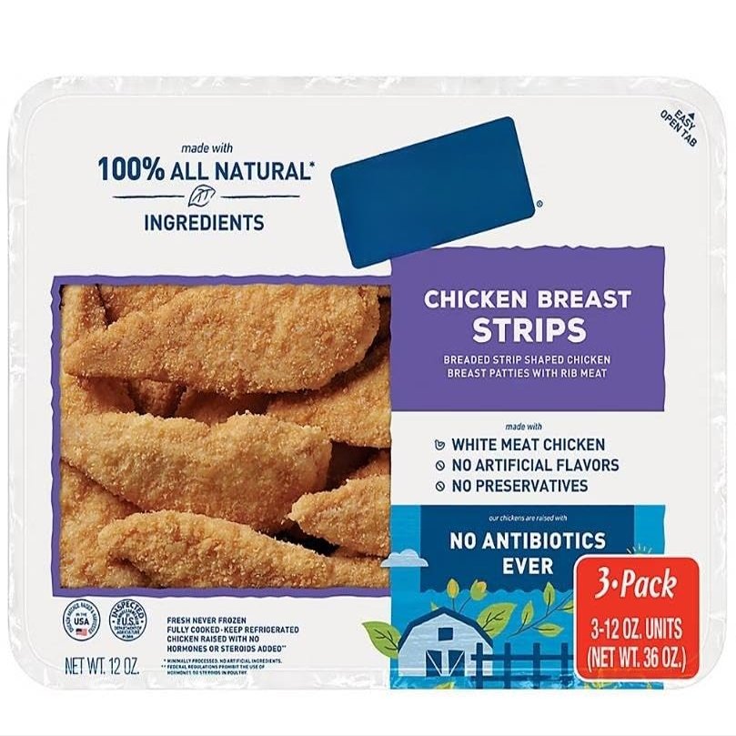 Chicken Breast Strips are fully cooked and ready in a matter of minutes. Made with only white meat chicken, no fillers, and coated with a crispy, seasoned breading, they're an easy, flavorful weeknight staple you can feel great about feeding your fam