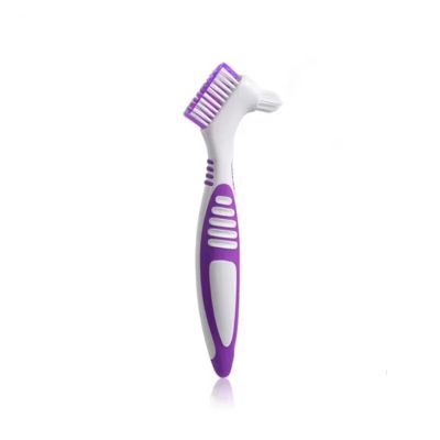 HYUEEWX 1Pcs Denture Brush Toothbrush Dual Delicate Heads Teeth Braces Oral Cleaning for Men Or Women Dedicated Brighten(Purple)