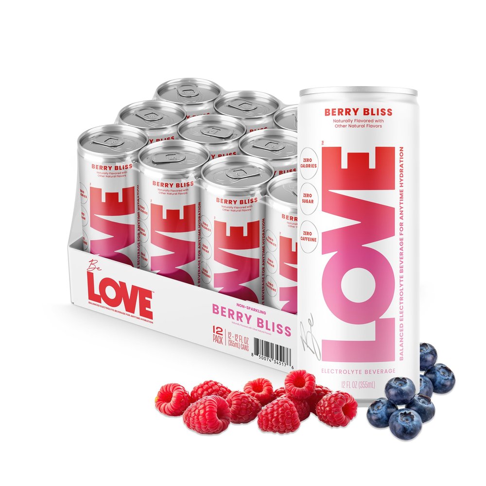 Be LOVE Electrolyte Drink Still & Non-Carbonated, Subtle Hint of Flavor Zero Sugar, Zero Calories, Zero Caffeine Preservative Free Sodium, Magnesium & Potassium for Daily Hydration Non-GMO, Vegan 12 fl oz (Pack of 12, Berry Bliss)