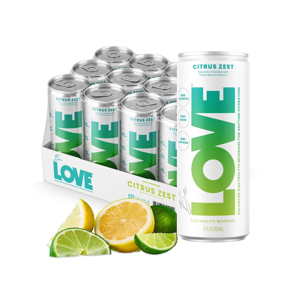 Be LOVE Electrolyte Drink Still & Non-Carbonated, Subtle Hint of Flavor Zero Sugar, Zero Calories, Zero Caffeine Preservative Free Sodium, Magnesium & Potassium for Daily Hydration Non-GMO, Vegan 12 fl oz (Pack of 12, Citrus Zest)