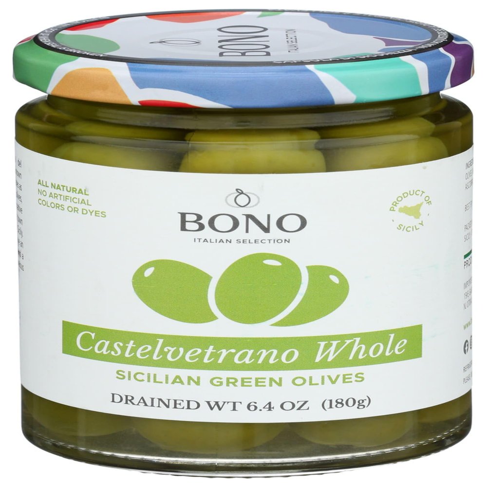 Bono, Castelvetrano Sicilian Whole Green Olives, 6.4 Ounce
