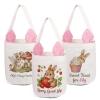 Thelovetag Personalized Easter Basket with Custom Name & Initials, Canvas Tote with Bunny Ears, Reusable Easter Gift Bag (Pink-Multi Designs) view 1