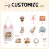 Thelovetag Personalized Easter Basket with Custom Name & Initials, Canvas Tote with Bunny Ears, Reusable Easter Gift Bag (Pink-Multi Designs) view 4