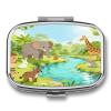 Animals Paradise Pill Organizer Square Pill Case with 2 Compartments Portable Small Pill Box Metal Medicine Box Sealed Pill Container Travel Medicine Organizer view 1
