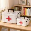 2 Pack Clear Medicine Organizer Box with Handle, Plastic Medicine Container with Tray First Aid Box Empty, Thickened Medicine Storage Organizer Multipurpose Medication Organizer Storage, White view 2