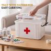 2 Pack Clear Medicine Organizer Box with Handle, Plastic Medicine Container with Tray First Aid Box Empty, Thickened Medicine Storage Organizer Multipurpose Medication Organizer Storage, White view 3