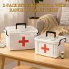 2 Pack Clear Medicine Organizer Box with Handle, Plastic Medicine Container with Tray First Aid Box Empty, Thickened Medicine Storage Organizer Multipurpose Medication Organizer Storage, White view 4