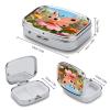 Apricot Butterfly Pill Organizer Square Pill Case with 2 Compartments Portable Small Pill Box Metal Medicine Box Sealed Pill Container Travel Medicine Organizer view 2