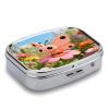 Apricot Butterfly Pill Organizer Square Pill Case with 2 Compartments Portable Small Pill Box Metal Medicine Box Sealed Pill Container Travel Medicine Organizer view 3