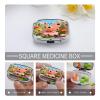 Apricot Butterfly Pill Organizer Square Pill Case with 2 Compartments Portable Small Pill Box Metal Medicine Box Sealed Pill Container Travel Medicine Organizer view 4