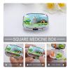 Papercraft Rabbit Pill Organizer Square Pill Case with 2 Compartments Portable Small Pill Box Metal Medicine Box Sealed Pill Container Travel Medicine Organizer view 4