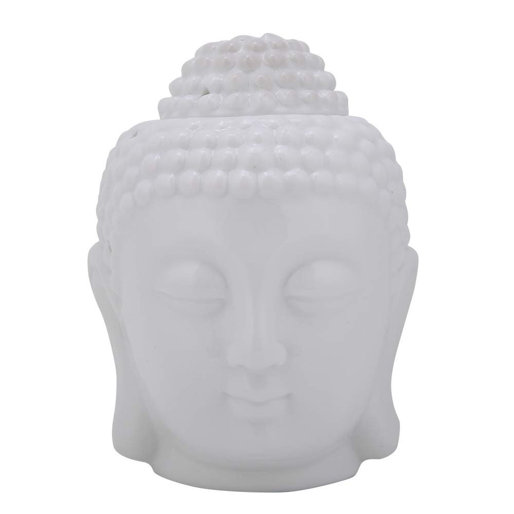 Buddha Head Ceramic Tea Light Holder,Aromatherapy Diffusers for Essential Oil Burner Incense Diffuser Candle Holder for Spa Yoga Meditation,Porcelain Zen Garden Yoga Meditation