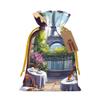 Qewfoju Parisian Cafe With Eiffel Pattern Holiday Gift Bags Christmas Burlap Gift Bags Drawstring for Wedding Party Favors Xmas Gifts Couple Shower Medium view 1