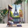Qewfoju Parisian Cafe With Eiffel Pattern Holiday Gift Bags Christmas Burlap Gift Bags Drawstring for Wedding Party Favors Xmas Gifts Couple Shower Medium view 2
