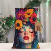 Qewfoju Bohemian Colorful Flower Woman Pattern Holiday Gift Bags Christmas Burlap Gift Bags Drawstring for Wedding Party Favors Xmas Gifts Couple Shower Medium view 2