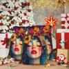 Qewfoju Bohemian Colorful Flower Woman Pattern Holiday Gift Bags Christmas Burlap Gift Bags Drawstring for Wedding Party Favors Xmas Gifts Couple Shower Medium view 4