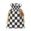 Qewfoju Black and White Checkerboard Pattern Holiday Gift Bags Christmas Burlap Gift Bags Drawstring for Wedding Party Favors Xmas Gifts Couple Shower Small view 1
