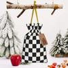 Qewfoju Black and White Checkerboard Pattern Holiday Gift Bags Christmas Burlap Gift Bags Drawstring for Wedding Party Favors Xmas Gifts Couple Shower Small view 3