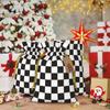 Qewfoju Black and White Checkerboard Pattern Holiday Gift Bags Christmas Burlap Gift Bags Drawstring for Wedding Party Favors Xmas Gifts Couple Shower Small view 4