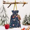 Qewfoju Colorful Flowers Pattern Holiday Gift Bags Christmas Burlap Gift Bags Drawstring for Wedding Party Favors Xmas Gifts Couple Shower Medium view 3