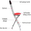 DFEDHF Folding Crutch with seat, Stainless Steel Crutch + Stool Dual-use, Suitable for Elderly People with Disabilities Walking, Four-Leg Crutch Walker view 2