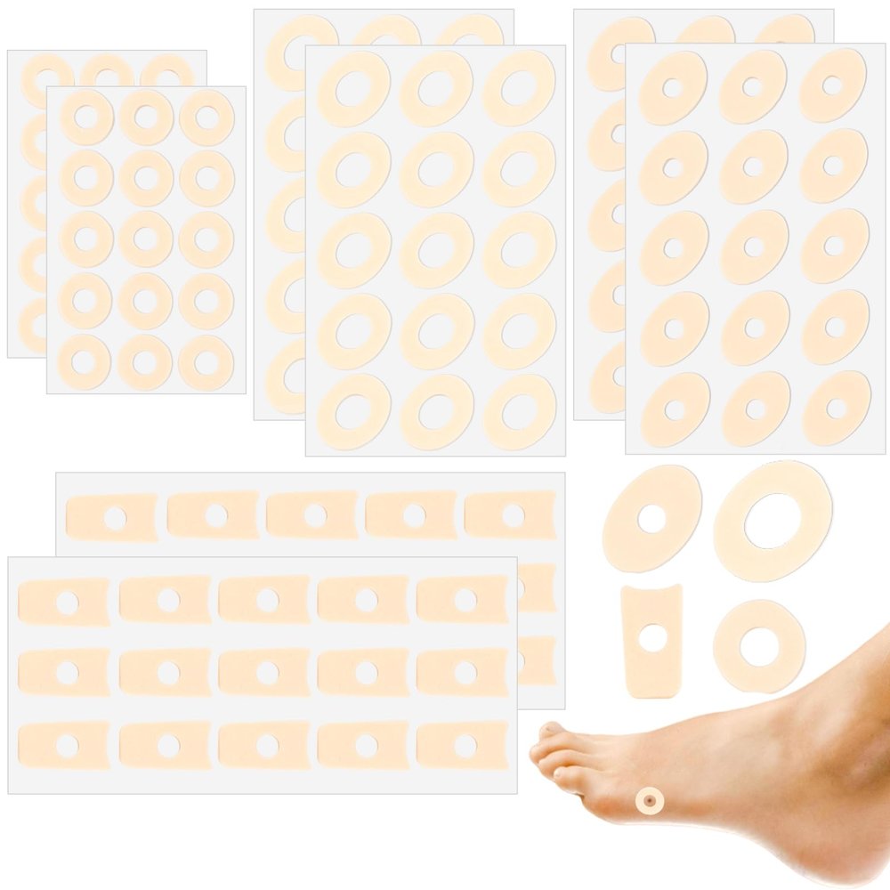 120 Pcs Corn Pads for Toes Callus Cushions Self-Adhesive Sponge Protectors Patches Anti Friction Reduce Foot and Heel Pain (4 Sizes)