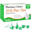 Pen Tips 31G x 8mm(5/16") Universal Fit, SterileUltra-Thin Wall Technology. Comfortable and Precise100 Count view 1