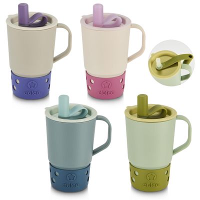 SUGARCANE Toddler Handle Leak-Resistant Sippy Cups 9 oz - 4 Pack Blue Joy